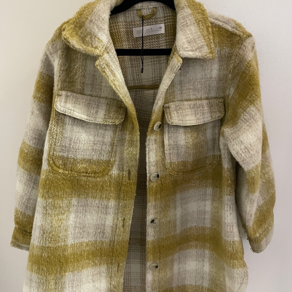 Zara Mustard and Cream Teddy Jacket